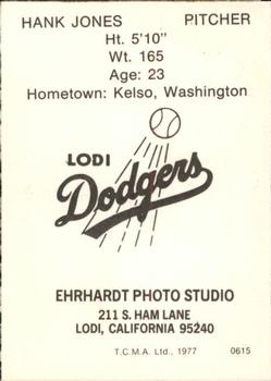 1977 TCMA Lodi Dodgers #0615 Hank Jones Back