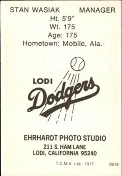 1977 TCMA Lodi Dodgers #0618 Stan Wasiak Back