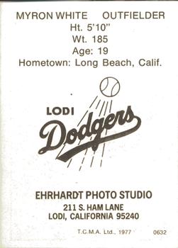 1977 TCMA Lodi Dodgers #0632 Myron White Back