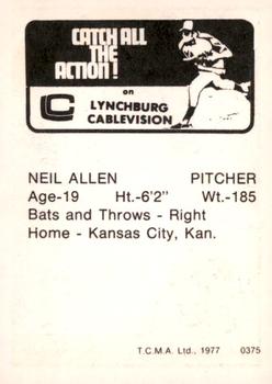 1977 TCMA Lynchburg Mets #0375 Neil Allen Back