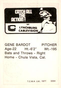 1977 TCMA Lynchburg Mets #0354 Gene Bardot Back