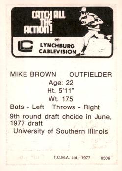 1977 TCMA Lynchburg Mets #0506 Mike Brown Back