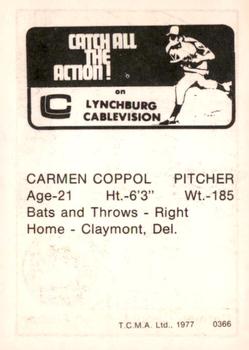 1977 TCMA Lynchburg Mets #0366 Carman Coppol Back