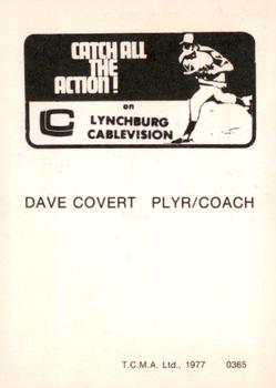 1977 TCMA Lynchburg Mets #0365 Dave Covert Back