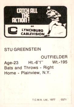 1977 TCMA Lynchburg Mets #0371 Stu Greenstein Back