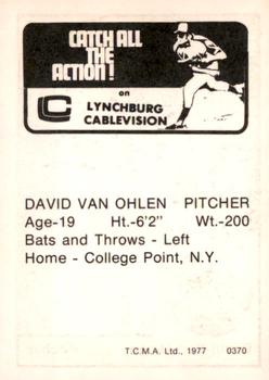 1977 TCMA Lynchburg Mets #0370 David Von Ohlen Back