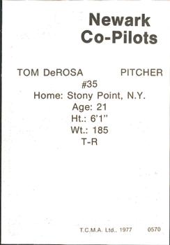 1977 TCMA Newark Co-Pilots #0570 Tom DeRosa Back