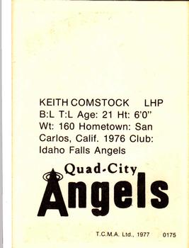 1977 TCMA Quad City Angels #0175 Keith Comstock Back