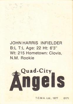1977 TCMA Quad City Angels #0171 John Harris Back