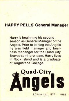 1977 TCMA Quad City Angels #0192 Harry Pells Back