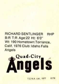 1977 TCMA Quad City Angels #0176 Rick Sentlinger Back