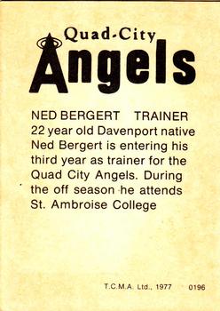 1977 TCMA Quad City Angels #0196 Ned Bergert Back