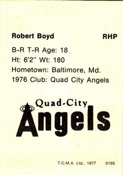 1977 TCMA Quad City Angels #0195 Bob Boyd Back