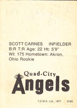 1977 TCMA Quad City Angels #0169 Scott Carnes Back