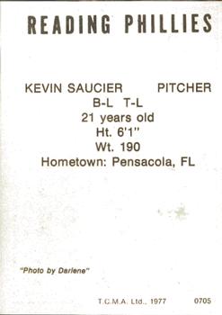 1977 TCMA Reading Phillies #0705 Kevin Saucier Back