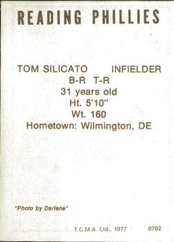 1977 TCMA Reading Phillies #0702 Tom Silicato Back