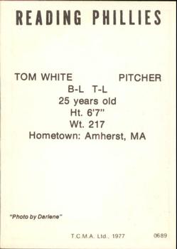 1977 TCMA Reading Phillies #0689 Tom White Back
