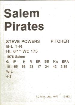 1977 TCMA Salem Pirates #0382 Steve Powers Back