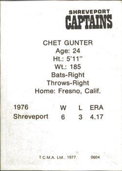 1977 TCMA Shreveport Captains #0604 Chet Gunter Back