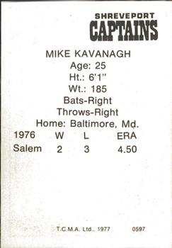 1977 TCMA Shreveport Captains #0597 Mike Kavanagh Back
