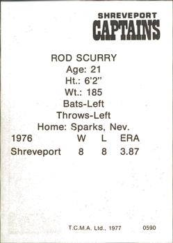 1977 TCMA Shreveport Captains #0590 Rod Scurry Back