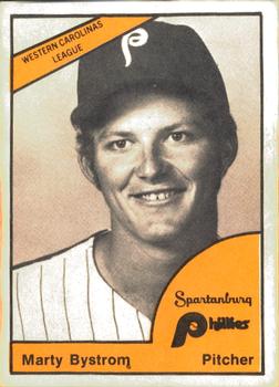 1977 TCMA Spartanburg Phillies #0199 Marty Bystrom Front