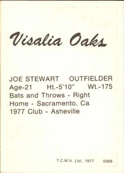 1977 TCMA Visalia Oaks #0308 Joe Stewart Back