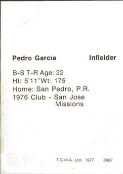 1977 TCMA Waterloo Indians #0067 Pedro Garcia Back