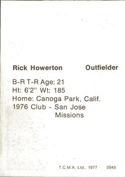 1977 TCMA Waterloo Indians #0045 Rick Howerton Back