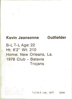 1977 TCMA Waterloo Indians #0048 Kevin Jeansonne Back