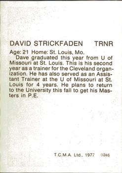 1977 TCMA Waterloo Indians #0246 Dave Strickfaden Back