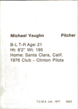 1977 TCMA Waterloo Indians #0052 Michael Vaughn Back