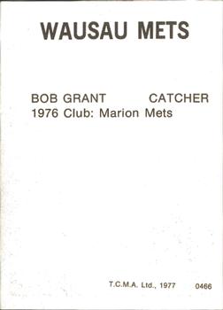1977 TCMA Wausau Mets #0466 Bob Grant Back