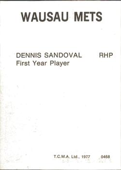 1977 TCMA Wausau Mets #0468 Dennis Sandoval Back