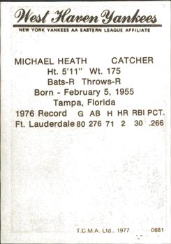 1977 TCMA West Haven Yankees #0681 Michael Heath Back