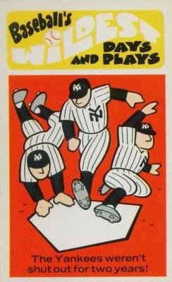 1974 Fleer Official Major League Patches - Baseball's Wildest Days and Plays #10 Yankees Not Shut Out For Two Years Front