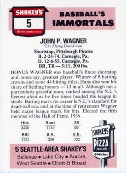 1976 Shakey's Pizza #5 Honus Wagner Back