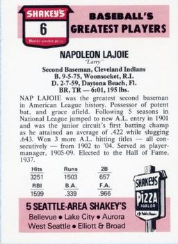 1976 Shakey's Pizza #6 Nap Lajoie Back