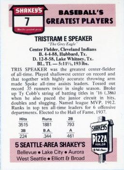 1976 Shakey's Pizza #7 Tris Speaker Back