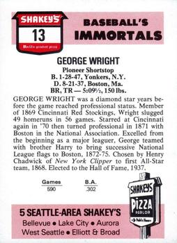1976 Shakey's Pizza #13 George Wright Back