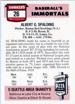 1976 Shakey's Pizza #26 A.G. Spalding Back