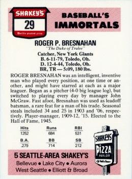 1976 Shakey's Pizza #29 Roger Bresnahan Back