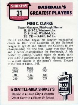 1976 Shakey's Pizza #31 Fred Clarke Back
