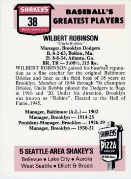 1976 Shakey's Pizza #38 Wilbert Robinson Back