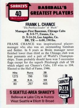 1976 Shakey's Pizza #40 Frank Chance Back