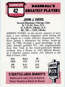 1976 Shakey's Pizza #42 Johnny Evers Back