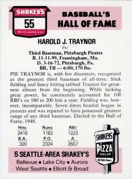 1976 Shakey's Pizza #55 Pie Traynor Back