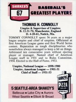 1976 Shakey's Pizza #67 Tommy Connolly Back