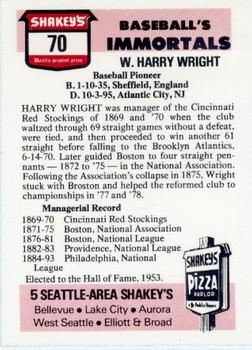 1976 Shakey's Pizza #70 Harry Wright Back