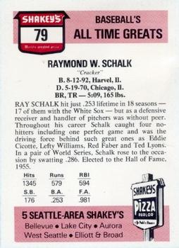 1976 Shakey's Pizza #79 Ray Schalk Back